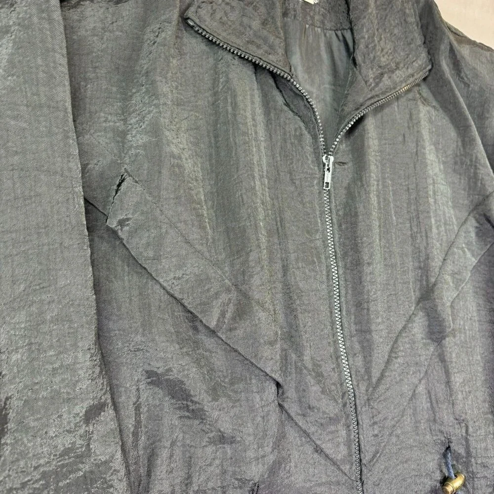 Vintage Silkworms Windbreaker Women 2XL‎ Black 80s Gorpcore Cinch Travel Resort